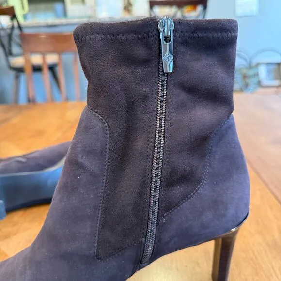 Donald J Pliner Women's Italia Leather Suede Heel Booties Dark Brown Sz 11 Chic