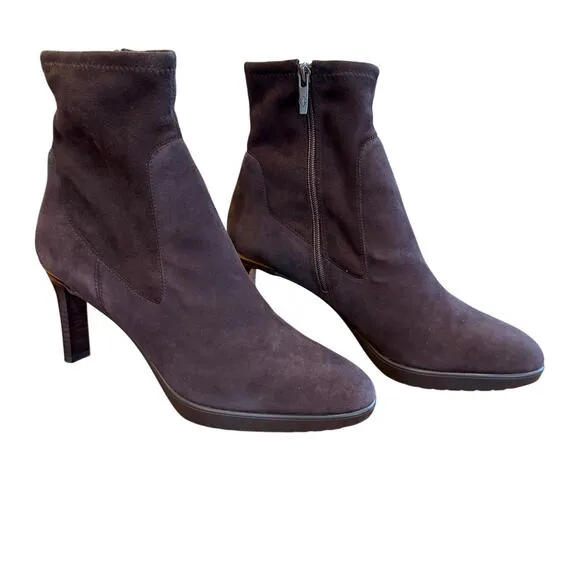 Donald J Pliner Women's Italia Leather Suede Heel Booties Dark Brown Sz 11 Chic