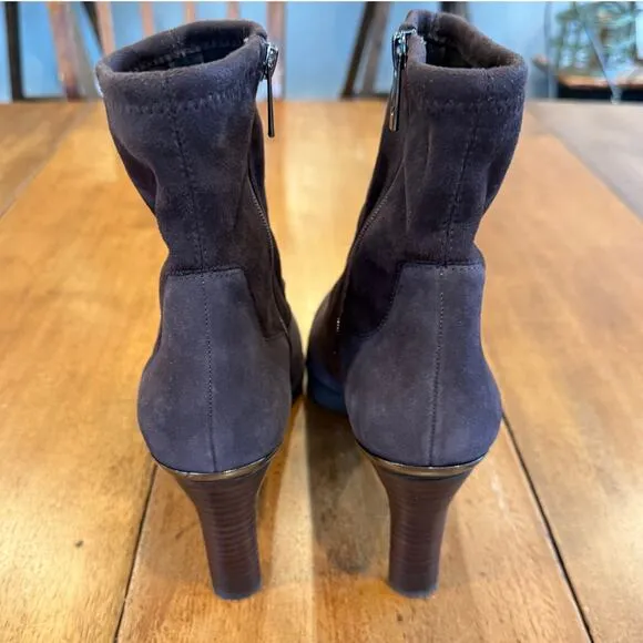 Donald J Pliner Women's Italia Leather Suede Heel Booties Dark Brown Sz 11 Chic