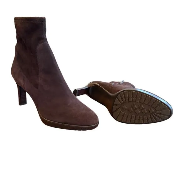Donald J Pliner Women's Italia Leather Suede Heel Booties Dark Brown Sz 11 Chic