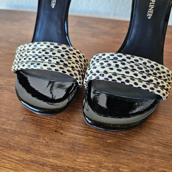 Donald J Pliner Women's White/Black Colorblock Snakeskin Heels Sandals 7.5