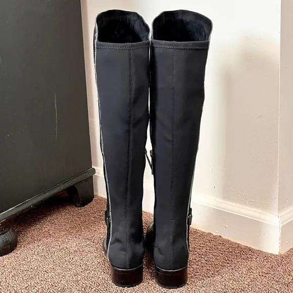 Donald Pliner Black and Gray leather Snakeskin luxury knee high boots
