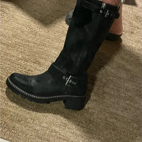 Donald Pliner Gilsey moto black vintage suede boot new