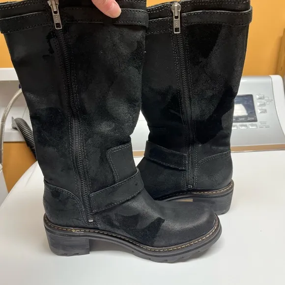 Donald Pliner Gilsey moto black vintage suede boot new