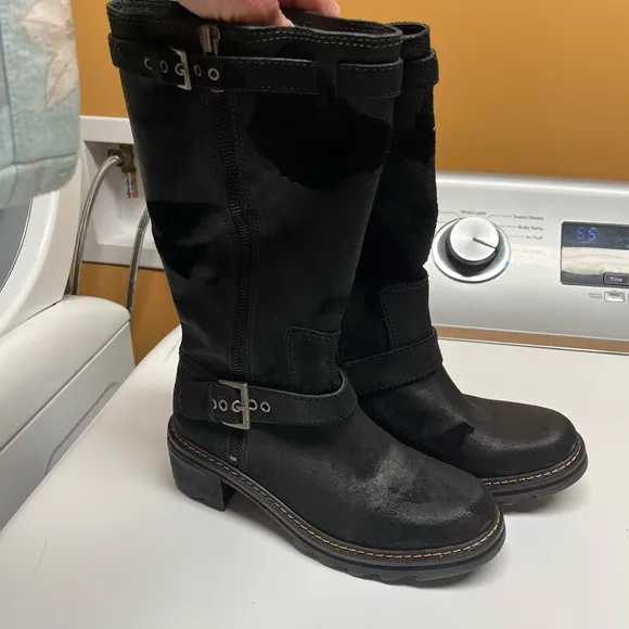 Donald Pliner Gilsey moto black vintage suede boot new