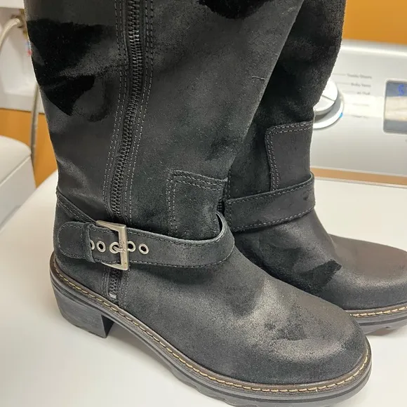 Donald Pliner Gilsey moto black vintage suede boot new