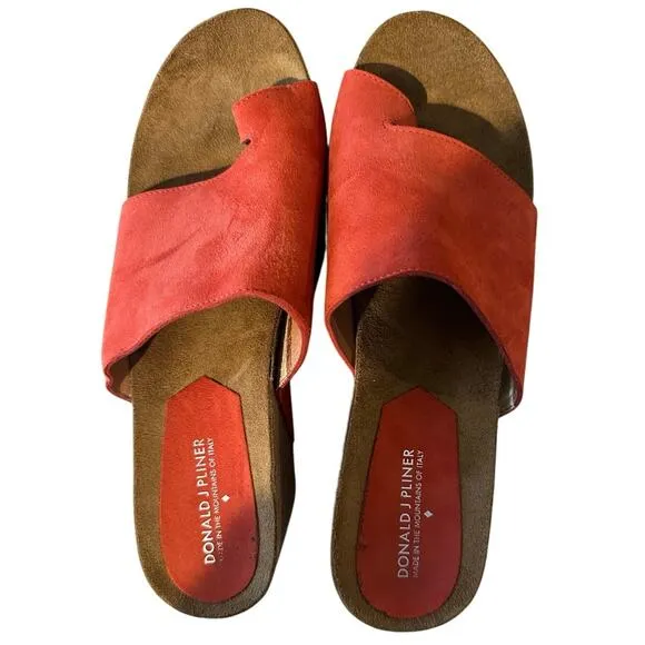 Donald Pliner Red Suede Ginie Red Wedge Sandals - Size 11