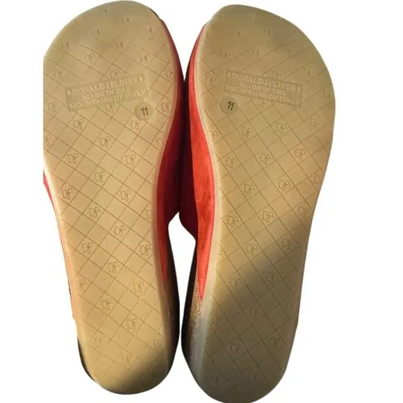 Donald Pliner Red Suede Ginie Red Wedge Sandals - Size 11