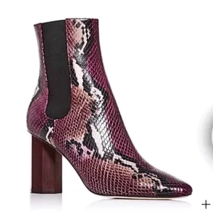 Donald Pliner Snakeskin Embossed Genuine Leather Boots In Plum Color Size 8