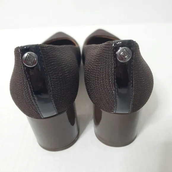 Donald Pliner Suzette Slip On Pump Shoes Womens Size 7 Brown Casual Chic Office