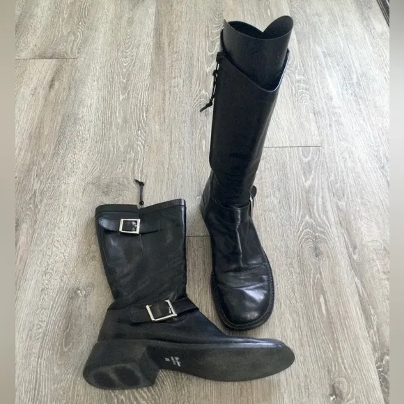 DONALD PLINER VERA GOMMA ITALIAN LEATHER MOTO STYLE BOOTS