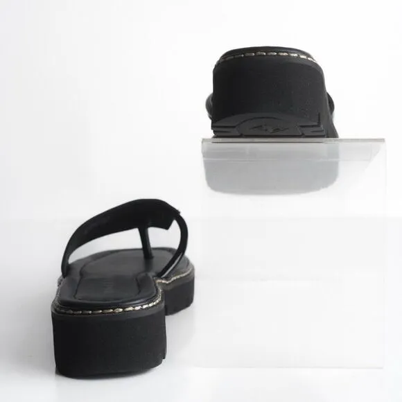 Donald Pliner Womens Beulah Platform Sandals Thongs Patent Leather Black US 7.5
