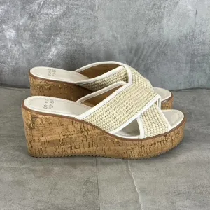 Donald Pliner Women's Natural Canvas Ilonar Crisscross Wedge Platform Sandals