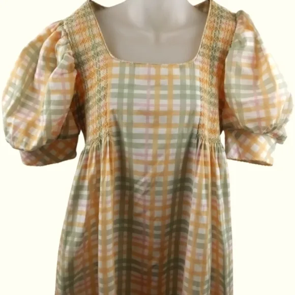 Dondolo Stripe Pastel Color Puff Sleeve Maxi Dress XS