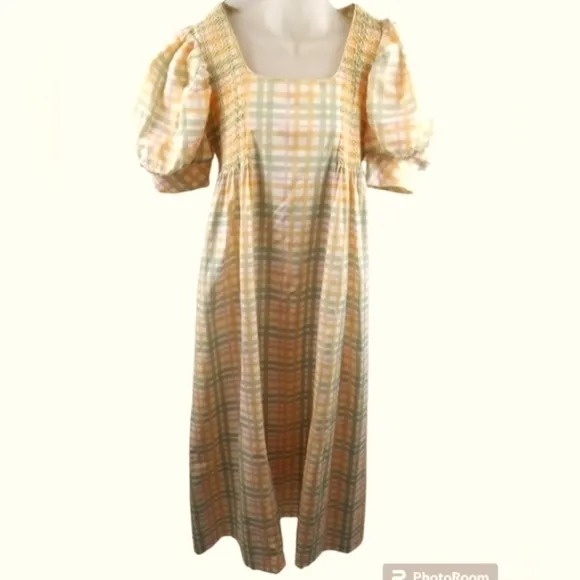 Dondolo Stripe Pastel Color Puff Sleeve Maxi Dress XS
