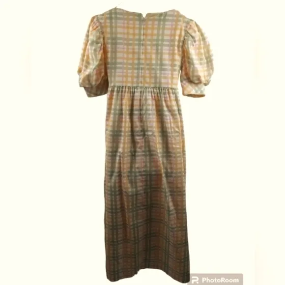 Dondolo Stripe Pastel Color Puff Sleeve Maxi Dress XS