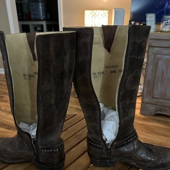 Double H DH Sonora Women’s Distressed Brown Leather Cowboy Boots Size 9.5 M. GVU