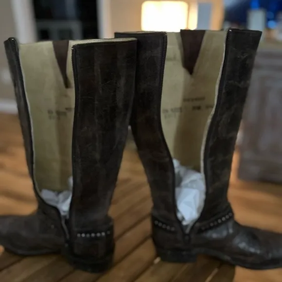 Double H DH Sonora Women’s Distressed Brown Leather Cowboy Boots Size 9.5 M. GVU