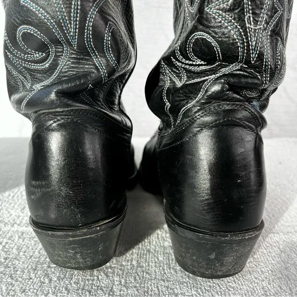 Double H HH Vintage Black Leather Cowboy Boots Mens 8EE Western Riding Boot 2361