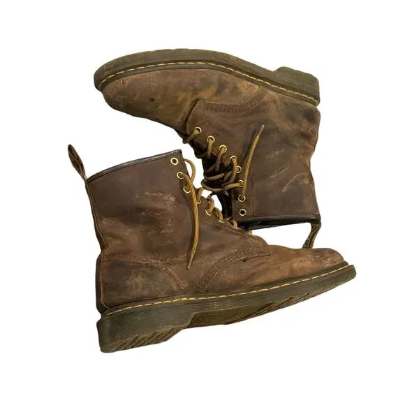 Dr. Martens 1460 Crazy Horse Leather Lace Up Boots Brown Size 11
