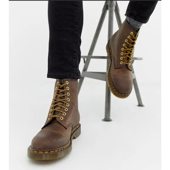 Dr. Martens 1460 Crazy Horse Leather Lace Up Boots Brown Size 11