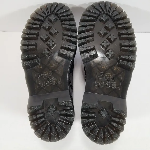 Dr. Martens 1461 Animal Clash Leather &amp; Suede Platform Shoes Black Gray Size 6