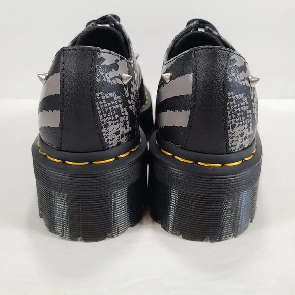 Dr. Martens 1461 Animal Clash Leather &amp; Suede Platform Shoes Black Gray Size 6