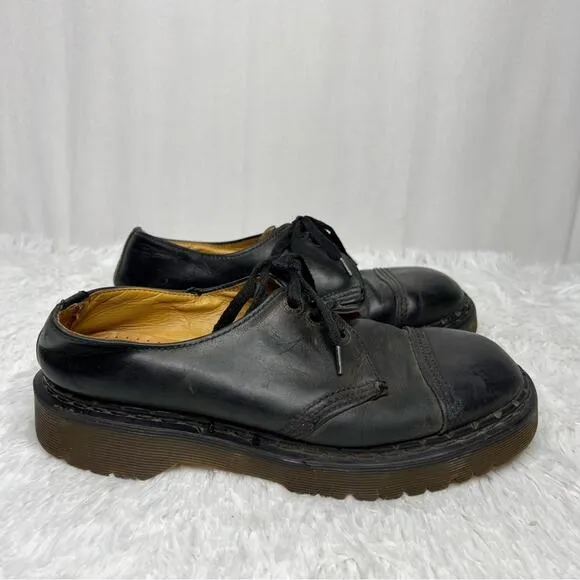 DR. MARTENS / 8266 vintage black oxford lace up cap toe platform shoes / 6