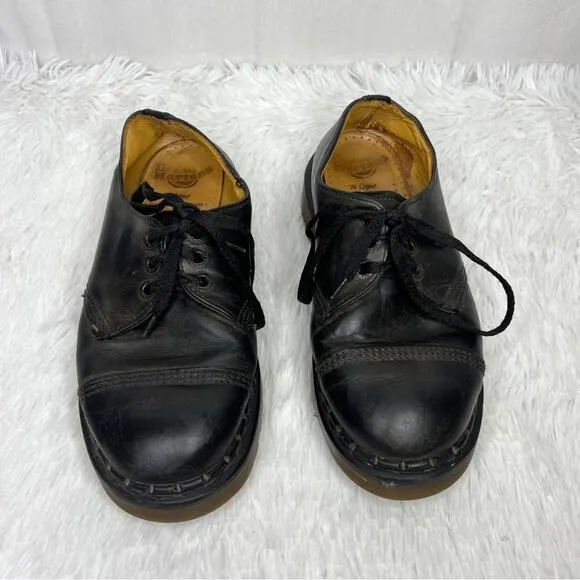 DR. MARTENS / 8266 vintage black oxford lace up cap toe platform shoes / 6