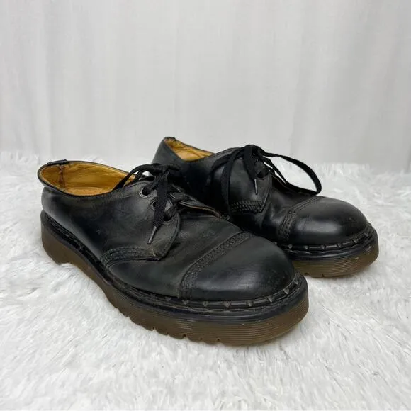 DR. MARTENS / 8266 vintage black oxford lace up cap toe platform shoes / 6