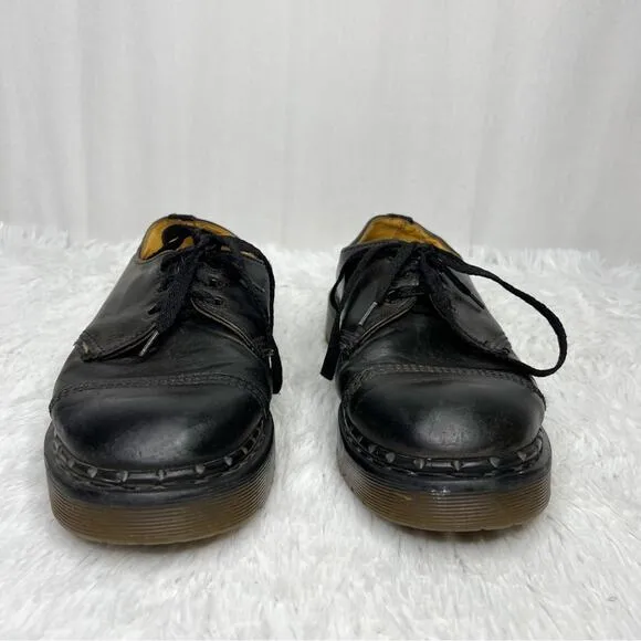 DR. MARTENS / 8266 vintage black oxford lace up cap toe platform shoes / 6
