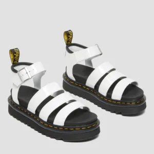 Dr. Martens Blaire patent leather strap white sandals