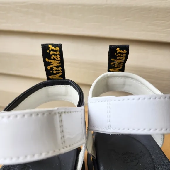 Dr. Martens Blaire patent leather strap white sandals