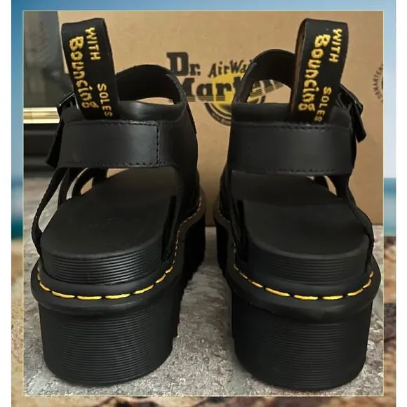 Dr Martens Blaire Quad Hydro Leather Platform Gladiator Sandals Size 8 IN BOX