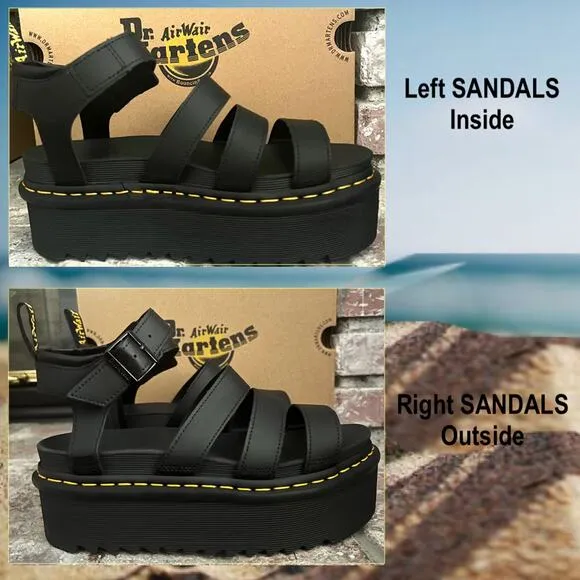 Dr Martens Blaire Quad Hydro Leather Platform Gladiator Sandals Size 8 IN BOX