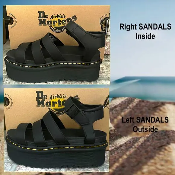 Dr Martens Blaire Quad Hydro Leather Platform Gladiator Sandals Size 8 IN BOX