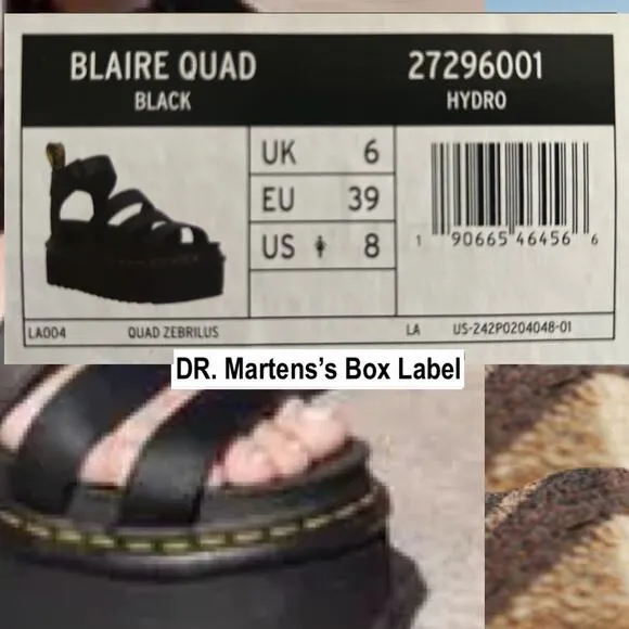 Dr Martens Blaire Quad Hydro Leather Platform Gladiator Sandals Size 8 IN BOX