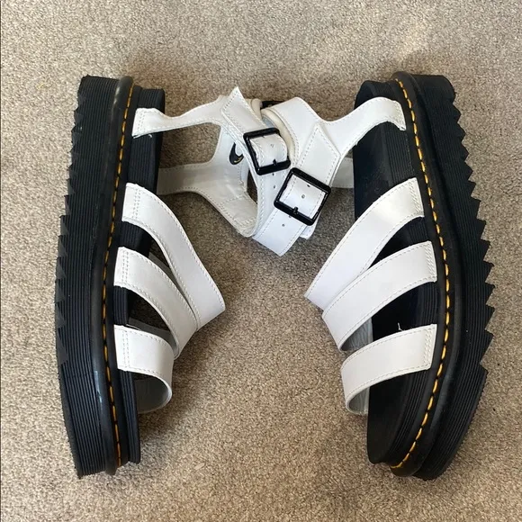 Dr. Martens Blaire White Strappy Gladiator Platform Sandals Size 10