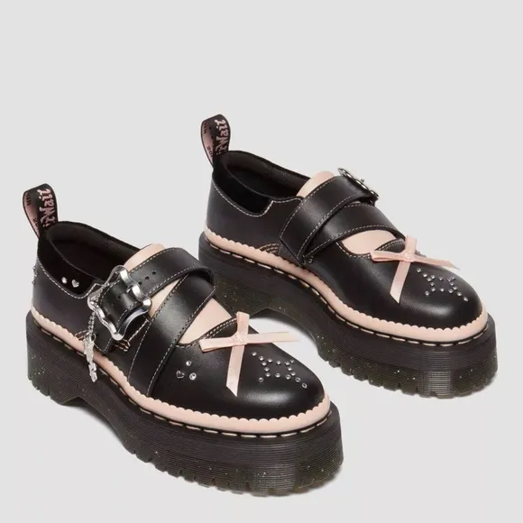 Dr. Martens Kemsley Leather Buckle Platform Shoes - Valentine’s collection