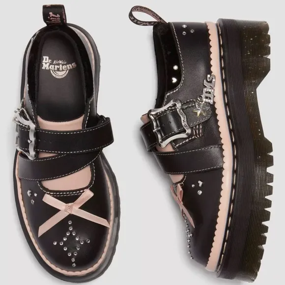 Dr. Martens Kemsley Leather Buckle Platform Shoes - Valentine’s collection
