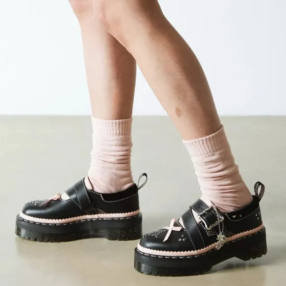 Dr. Martens Kemsley Leather Buckle Platform Shoes - Valentine’s collection