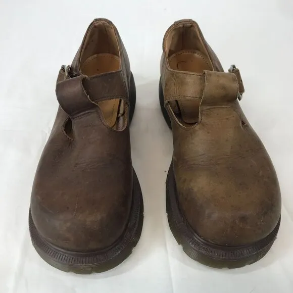Dr Martens Mary Jane Platform T-Bar Black Leather Made in England Shoes UK4/6