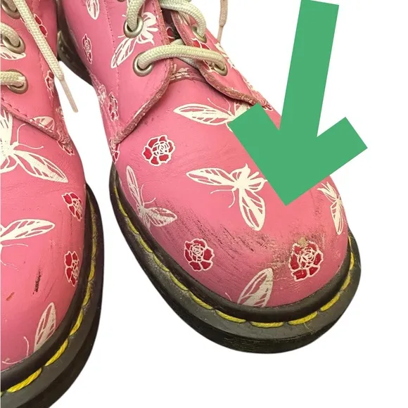 Dr. Martens PINK Butterfly &amp; Rose Floral 1460 Boots - size 9 US ladies