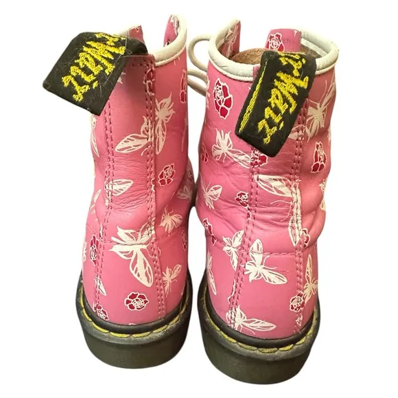 Dr. Martens PINK Butterfly &amp; Rose Floral 1460 Boots - size 9 US ladies