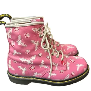 Dr. Martens PINK Butterfly &amp; Rose Floral 1460 Boots - size 9 US ladies