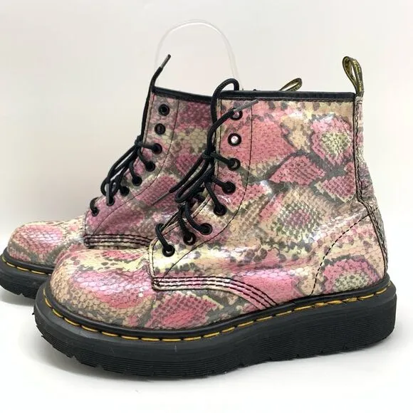 Dr. Martens Rare Size 9 Vintage Pink Leather Snakeskin Boots