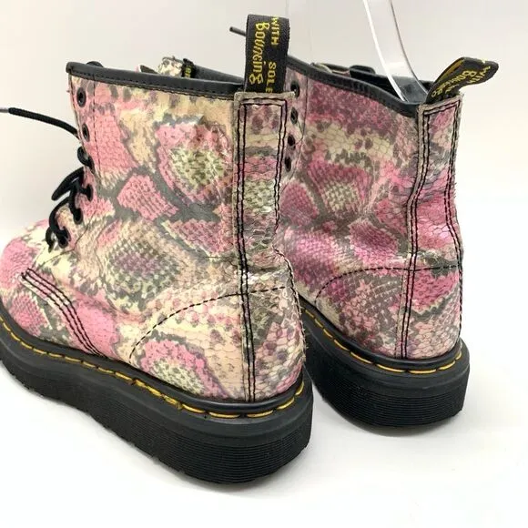Dr. Martens Rare Size 9 Vintage Pink Leather Snakeskin Boots