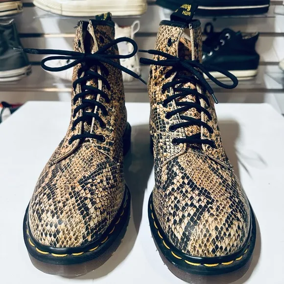 Dr. Martens Vintage 80s Python Snakeskin Boots Made in England