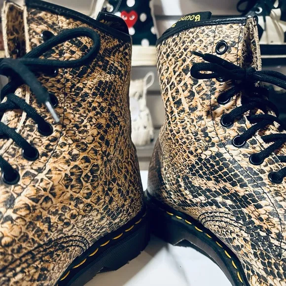 Dr. Martens Vintage 80s Python Snakeskin Boots Made in England