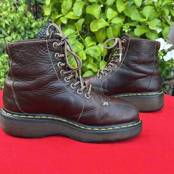 Dr. Martens Vintage Wedge Platform Brown Leather Boots